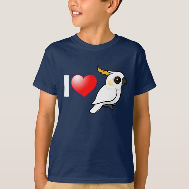 I Love Yellow-crested Cockatoos (down) T-Shirt (Front)