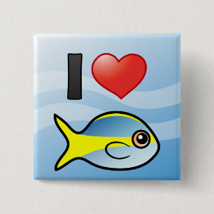I Love Yellowtail Snapper 2 Inch Square Button