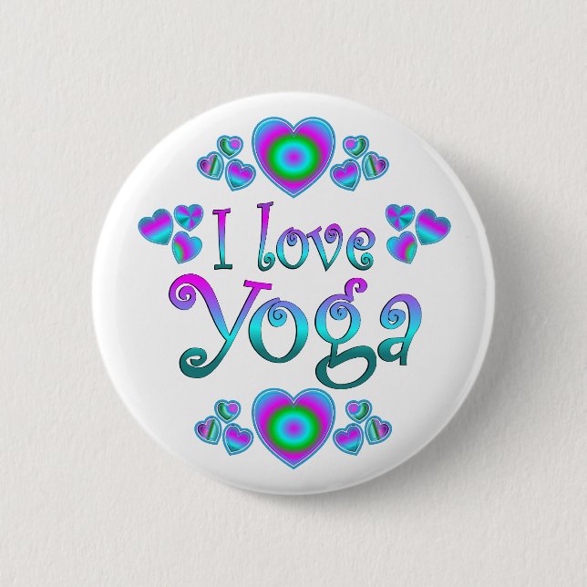I Love Yoga 2 Inch Round Button (Front)