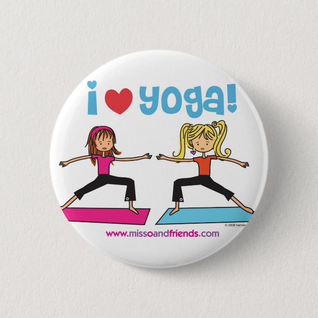 i love yoga 2 inch round button (Front)