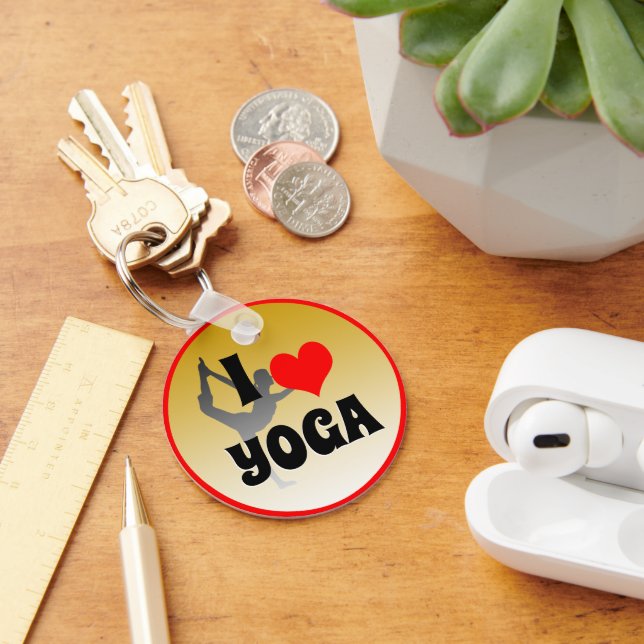 I love Yoga & Red Heart, Yogini fashion Keychain (Desk)