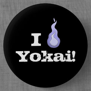 I Love Yokai! Hitodama Fireball 2 Inch Round Button