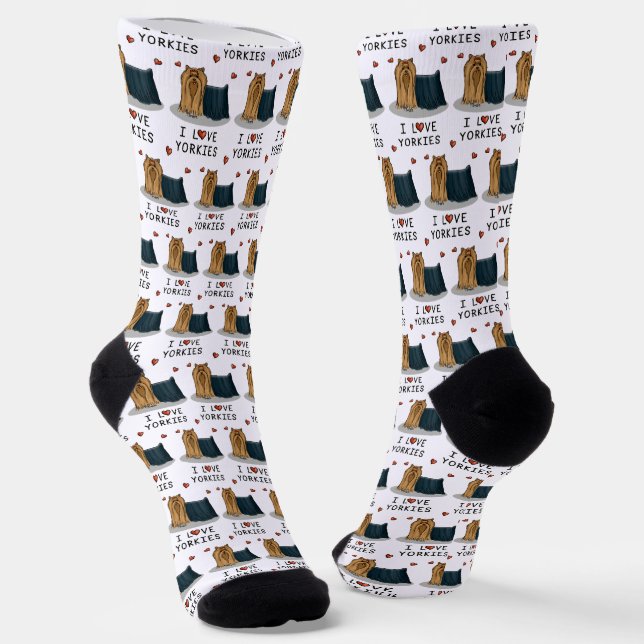 I Love Yorkies (I Love Yorkshire Terriers) - Cute Socks (Angled)