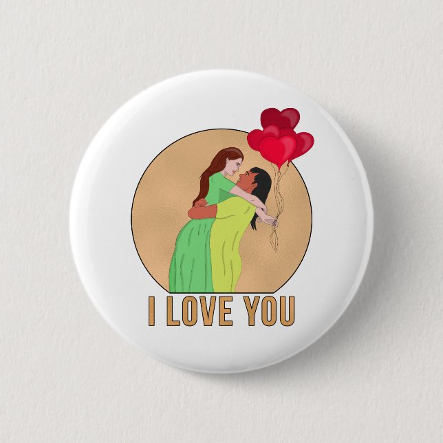 I Love You 2 Inch Round Button (Front)