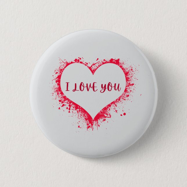 I Love You 2 Inch Round Button (Front)