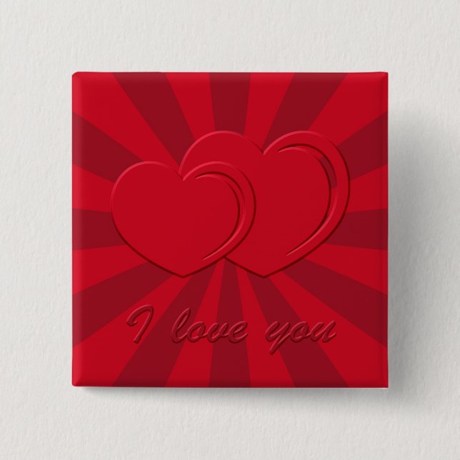 I love you 2 inch square button (Front)