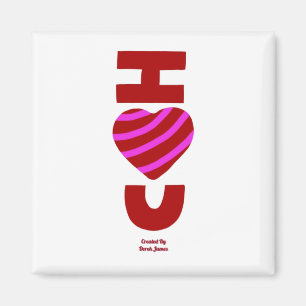 I Love You 2 Inch Square Magnet