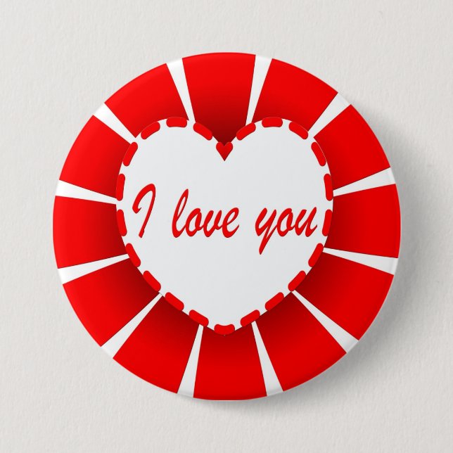 I love you 3 inch round button (Front)