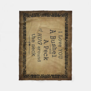 "I love you a bushel and a peck" fleece blanket