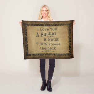 "I love you a bushel and a peck" fleece blanket