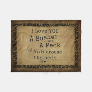 "I love you a bushel and a peck" fleece blanket