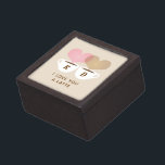 I Love You A Latte Custom Monogram Initials Coffee Gift Box<br><div class="desc">A cute "I love you a latte" personalized wooden storage box for coffee lovers. Includes two coffee mugs with intertwined light pink and latte brown heart shaped steam and a cream coloured background. Personalize the custom text with the couple's first name initials.</div>