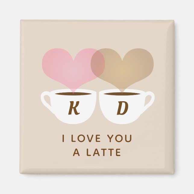 I Love You A Latte Custom Monogram Initials Coffee Magnet (Front)