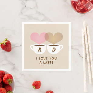 I Love You A Latte Custom Monogram Initials Coffee Napkin