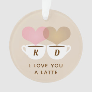 I Love You A Latte Custom Monogram Initials Coffee Ornament
