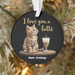 I Love You a Latte: Cute Valentine Coffee Pun  Ornament