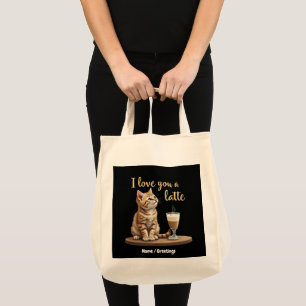 I Love You a Latte: Cute Valentine Coffee Pun Tote Bag