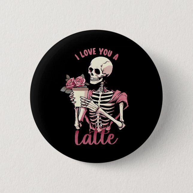 I love you a valentines day skeleton 2 inch round button (Front)
