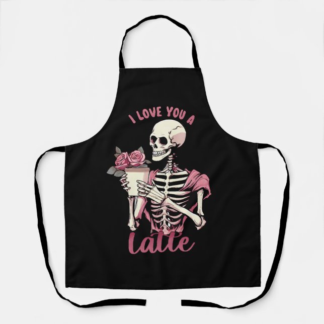 I love you a valentines day skeleton apron (Front)