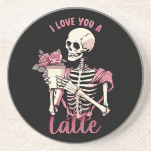 I love you a valentines day skeleton coaster