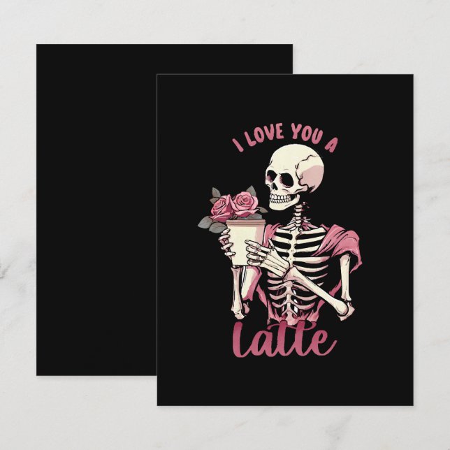 I love you a valentines day skeleton enclosure card (Front/Back)
