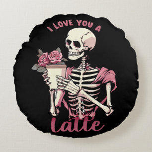 I love you a valentines day skeleton round pillow