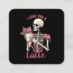 I love you a valentines day skeleton square business card