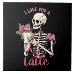 I love you a valentines day skeleton tile