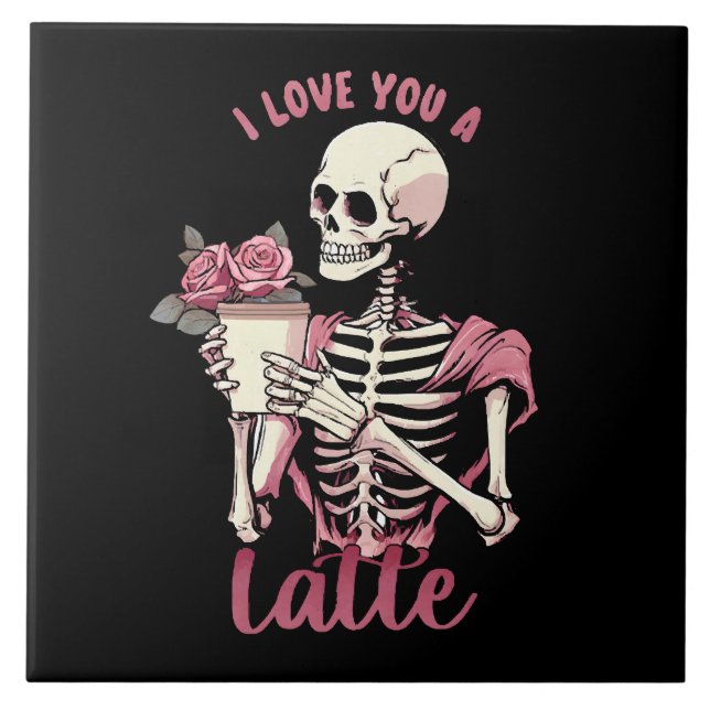 I love you a valentines day skeleton tile (Front)