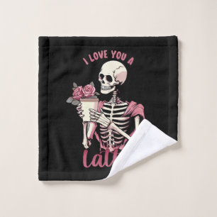 I love you a valentines day skeleton wash cloth