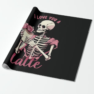 I love you a valentines day skeleton wrapping paper