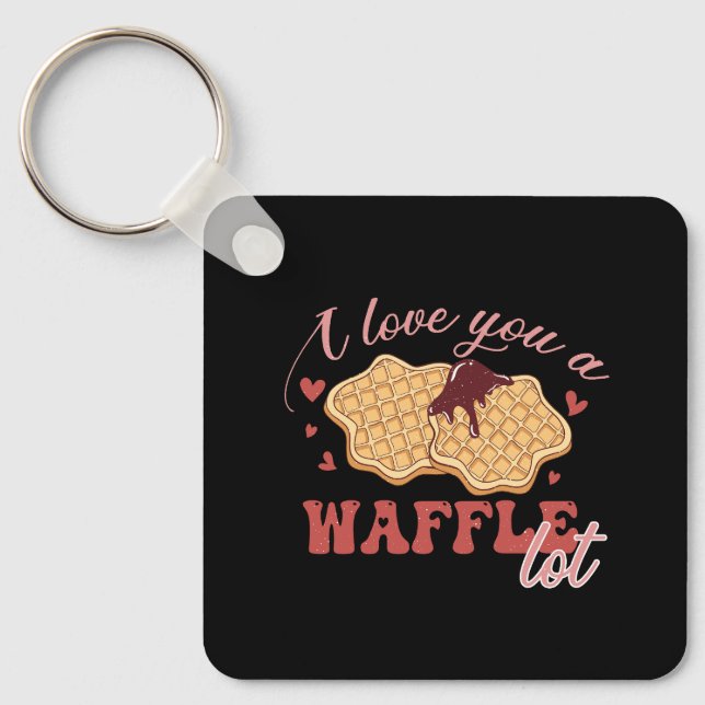 I Love You A Waffle Lot Custom Photo Valentine's  Keychain (Front)