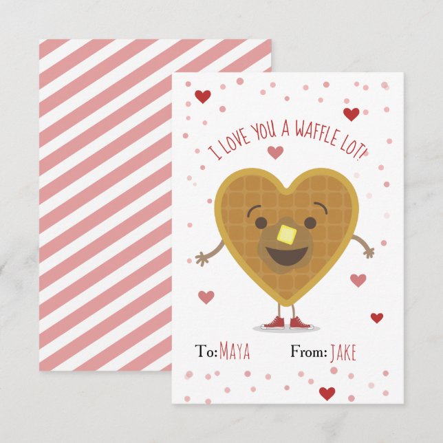I Love You A Waffle Lot Heart Kids Valentine (Front/Back)