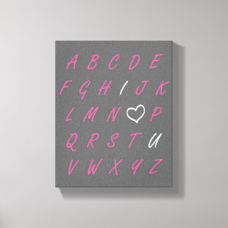 I Love You ABC's Grey Pink & White Canvas Wall Art
