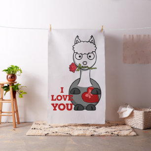 i love you alpaca fabric
