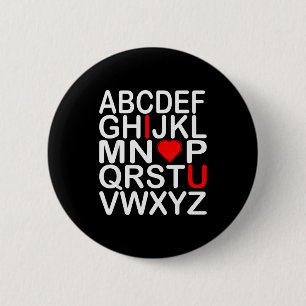 I Love You Alphabet Valentines Day Heart Fun  2 Inch Round Button