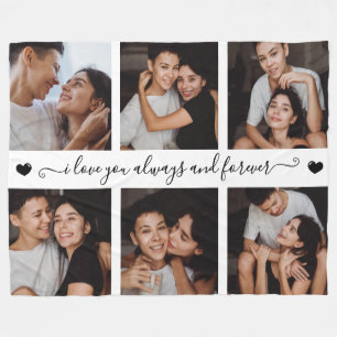 I Love You Always & Forever Modern 6 Photo Collage Fleece Blanket