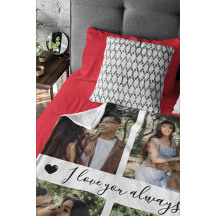 I Love You Always & Forever Modern 6 Photo Collage Fleece Blanket