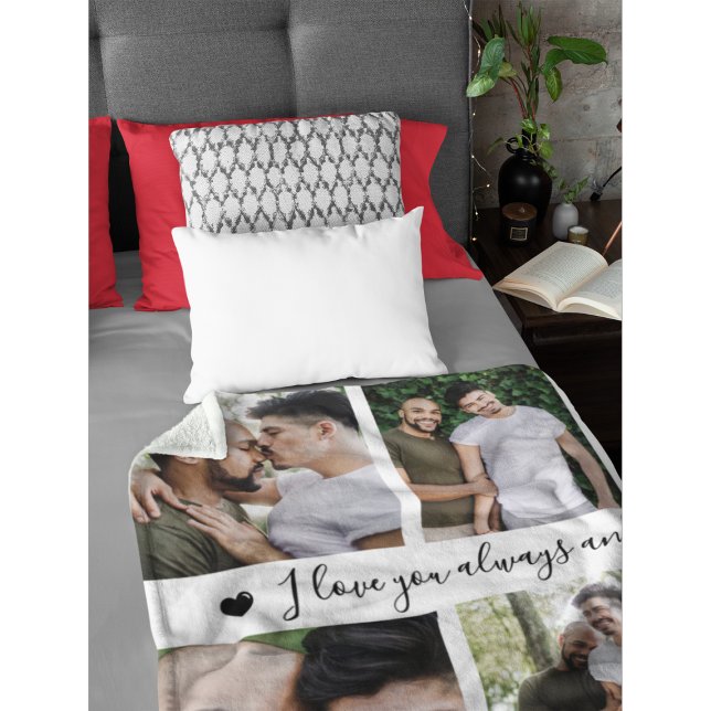 I Love You Always & Forever Modern 6 Photo Collage Fleece Blanket (Creator Uploaded)