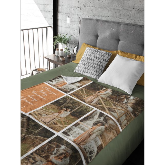 I Love You Always & Forever Modern 6 Photo Collage Fleece Blanket (Creator Uploaded)