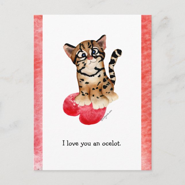 I Love You An Ocelot Pun Postcard (Front)
