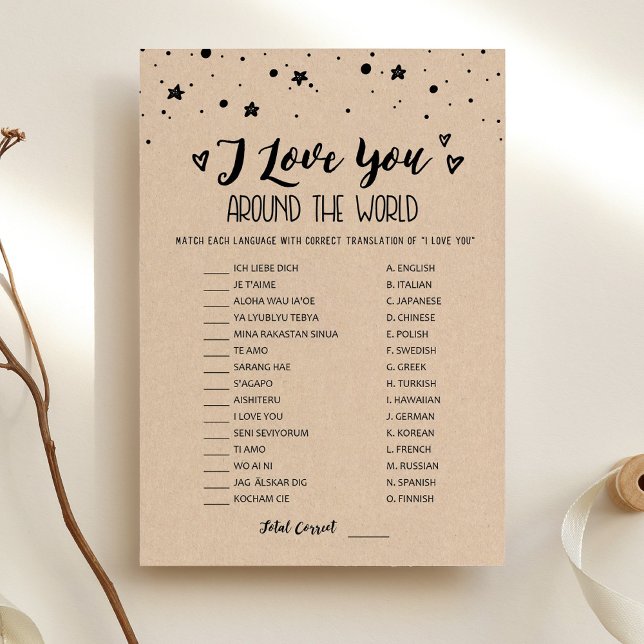 I love you around the world with Answers Game Card (Creator Uploaded)