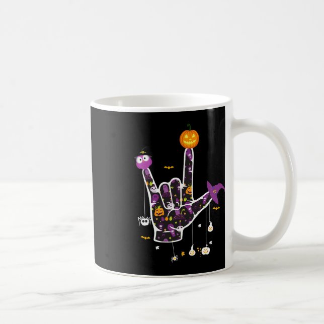 I Love You Asl Halloween Sign Language Halloween G Coffee Mug (Right)