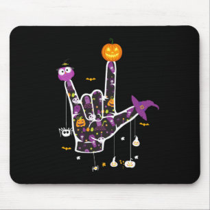 I Love You Asl Halloween Sign Language Halloween G Mouse Pad