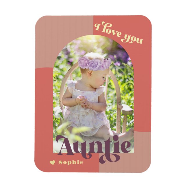 I Love You Auntie Retro Photo  Magnet (Vertical)