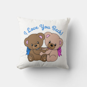 I Love You Back Teddy Bears Hugging Throw Pillow