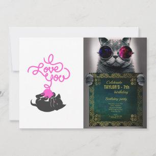 I love you - ball of wool - Choose back colour Invitation