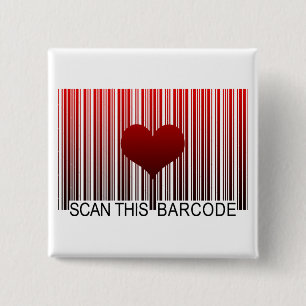 I LOVE YOU BARCODE 2 INCH SQUARE BUTTON