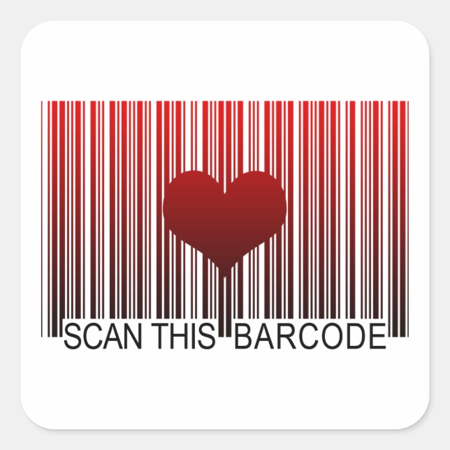 I LOVE YOU BARCODE SQUARE STICKER (Front)
