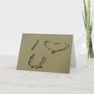 I love you - beach sand writing Greeting card